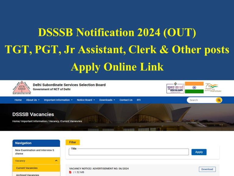 DSSSB Recruitment 2024 Notification (OUT) 12785 Apply Online LDC Jr ...