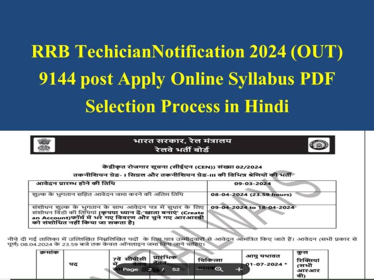 RRB Technician Recruitment 2024 Notification Vacancy Increase 14298 ...