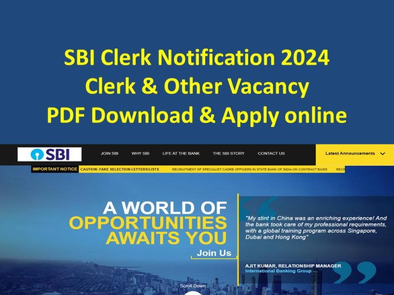 SBI Recruitment 2024 Notification PDF 7000+ Clerk Junior Associate PO