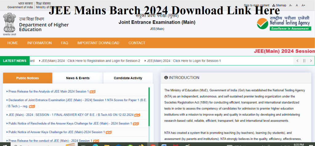 JEE Mains B arch Result 2024