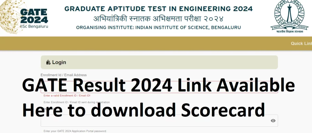 GATE Result 2024 Download Scorecard Name wise Search Final Cut off Official website link
