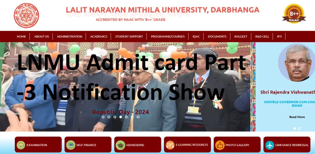 LNMU Admit card Part-3 Exam date 2024 Released Hall Ticket Download link