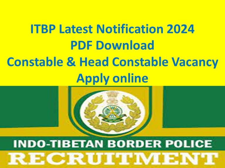 ITBP Recruitment 2024 Notification PDF Constable SI HC ASI Vacancy ...