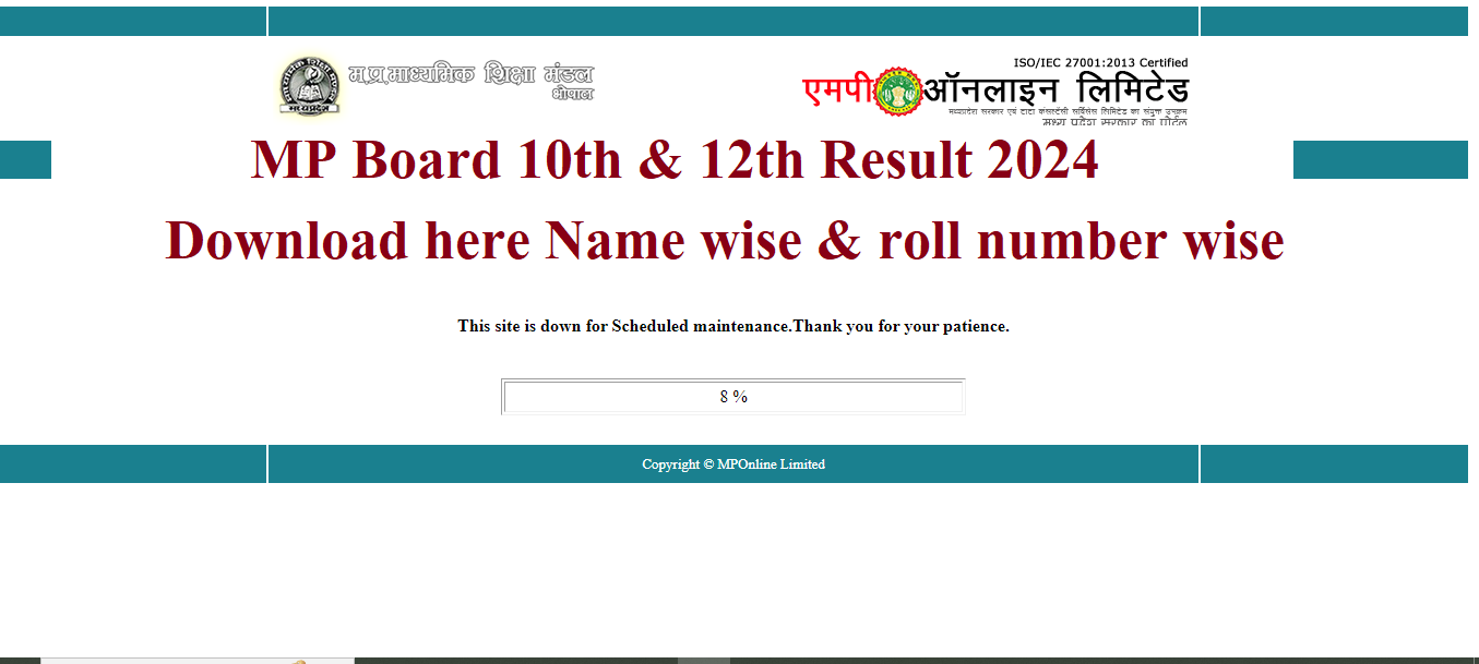 mpresults.nic.in 10th 12th Result 2024 Link (OUT) at