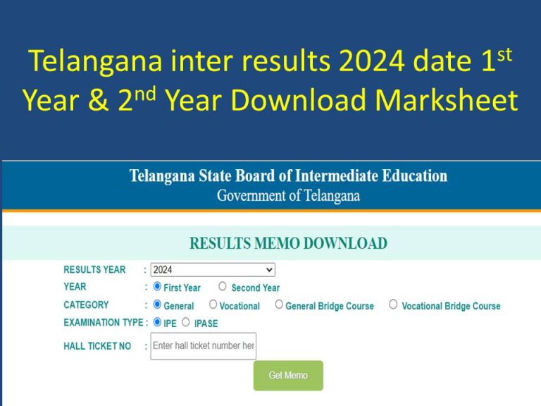 Telangana Inter Results 2024 Download Link 1st Year 2nd Year marks memo