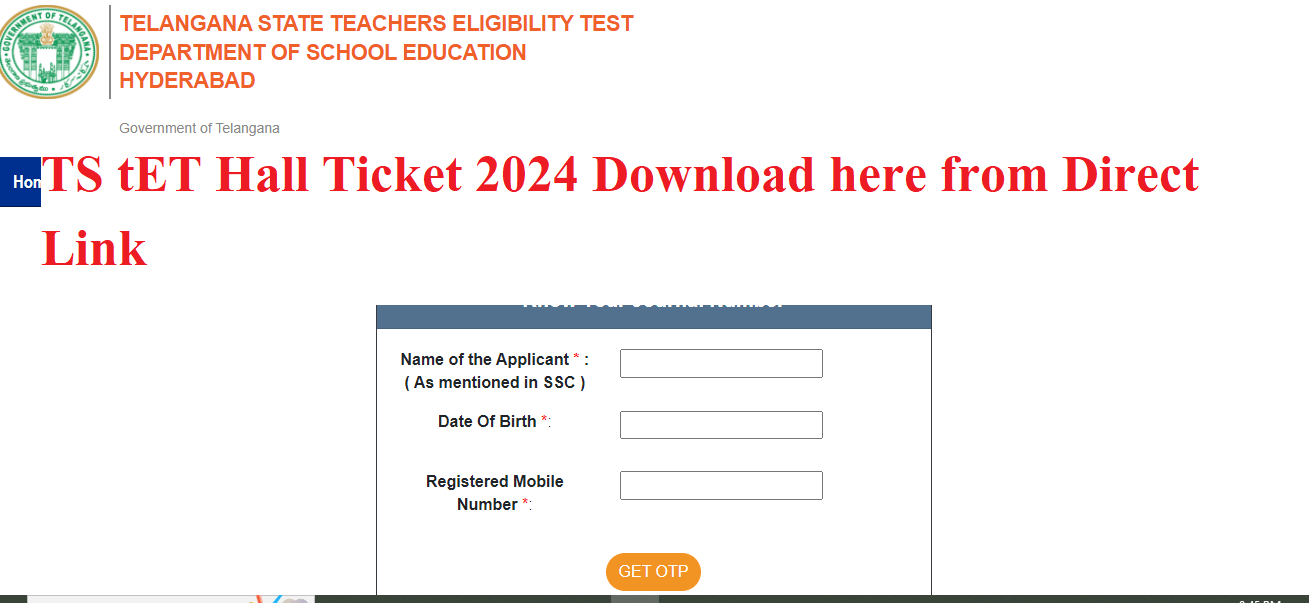 TS TET Hall Ticket Download 2024 Link (OUT) Telangana TET Admit card at