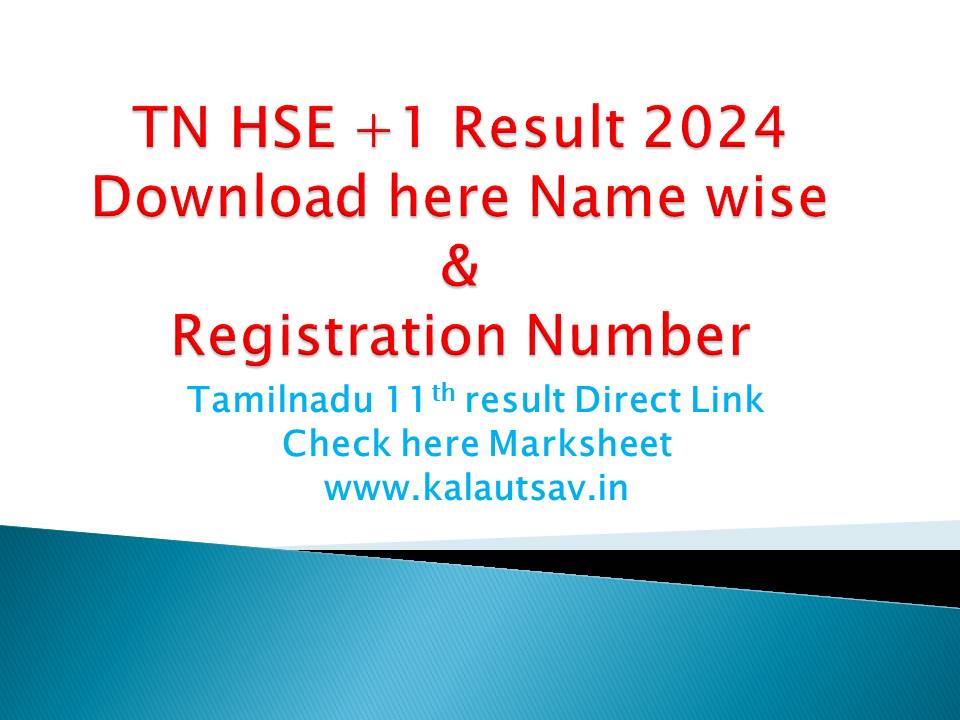 tnresults.nic.in 2024 Plus One Results Recruitment