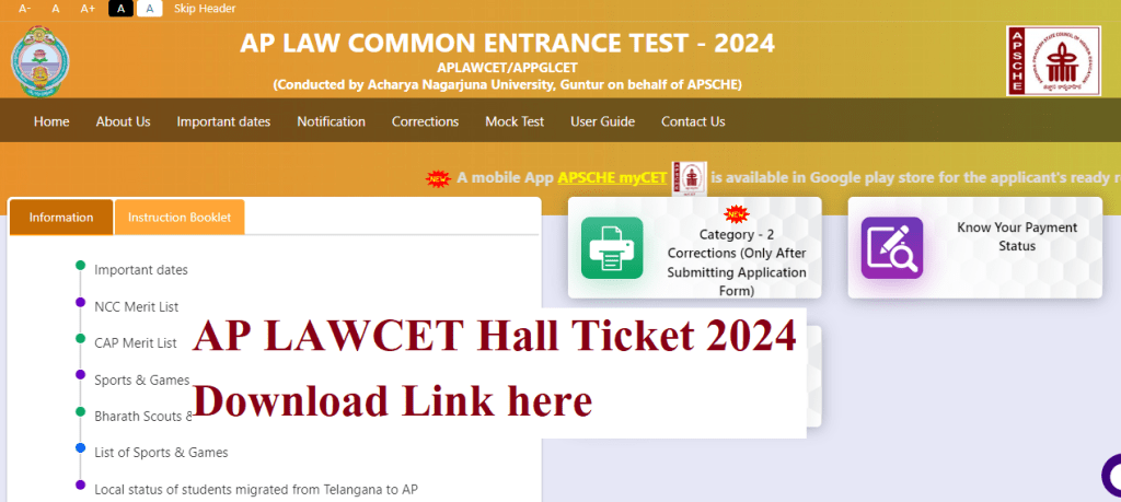 AP LAWCET Hall Ticket Download 2024