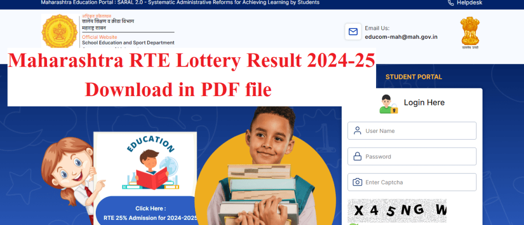 Maharashtra RTE Lottery Result 2024 