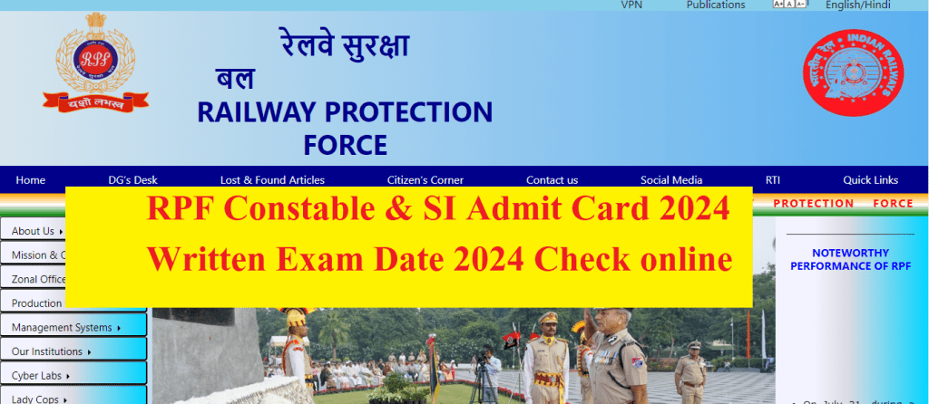 RPF Admit Card 2024