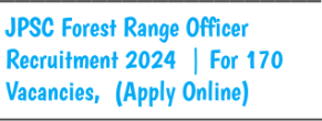 JPSC Forest Range Officer Notification 2024