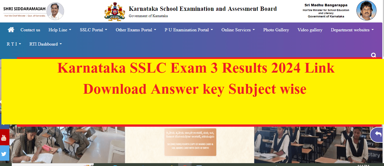 Karnataka SSLC Exam 3 Results 2024 Link Download Answer key KSEAB 10th