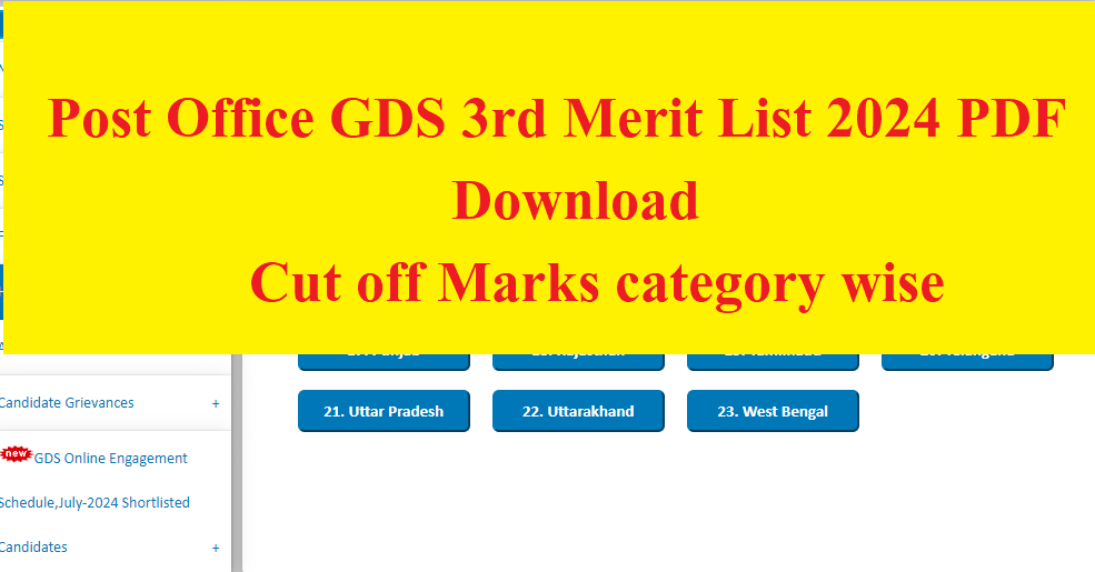 Post Office GDS 3rd Merit List 2024