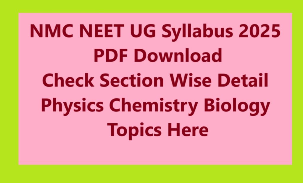 NMC NEET UG Syllabus 2025